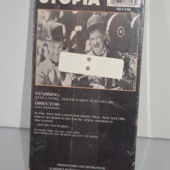 UTOPIA VHS Tape 1996 Hollywood Gold Collector Edition B&W STAN LAUREL New Sealed - Picture 2 of 5